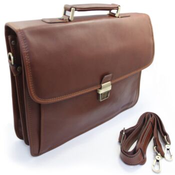 CARTABLE EN CUIR MARRON "TECHNO" REF: 4259