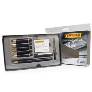 COFFRET STYLO A PLUME CALLIGRAPHIE DE 08 PCS "TECHNO" REF: 548