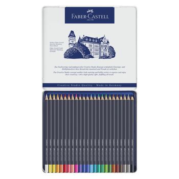 CRAYONS DE COULEUR GOLDFABER BOITE METALLIQUE DE 24 "FABER CASTELL" REF: 114724