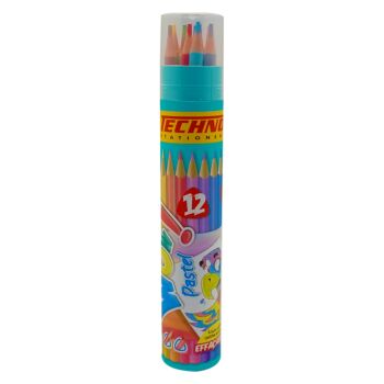 CRAYONS DE COULEUR WOW PASTEL BOITE RONDE DE 12 CLR "TECHNO" REF: 6566