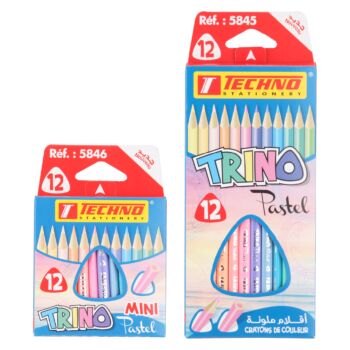 CRAYONS DE COULEURS TRINO PASTEL BOITE 12 PIECES "TECHNO"