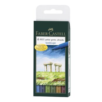 ENSEMBLE PITT ARTIST PEN COULEURS PAYSAGE POCHETTE DE 6 PIECES "FABER CASTELL" REF: 167105