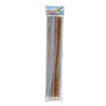 FIL DE CHENILLE PQT DE 10 PCS 08mm x 50cm (DORE+ARGENTE) "FOLIA" REF: 77860/65