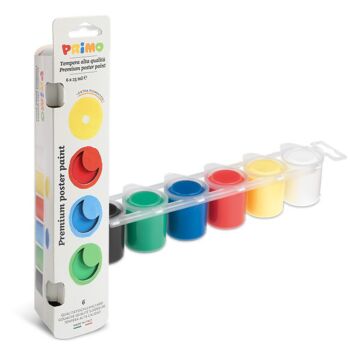 GOUACHE EN POT 06 COULEURS x 25 ml "PRIMO" REF: 253TB6E