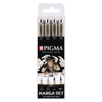 SET 4 PIECES D'OUTILS PIGMA MICRON SEPIA "SAKURA" REF: POXSDKMAN4