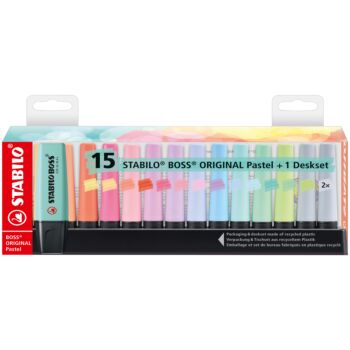 SURLIGNEUR BOSS PASTEL DESKSET DE 15 PCS "STABILO" REF: 7015-02-5